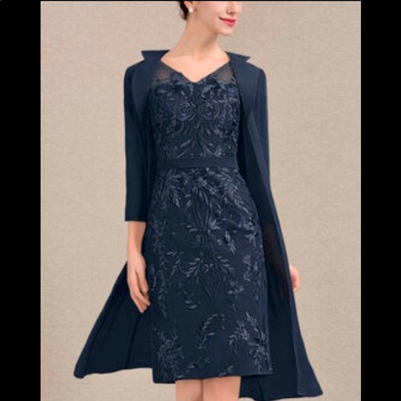 JJs House Dresses & Skirts - NWT. Dark Navy Sheath + Jacket